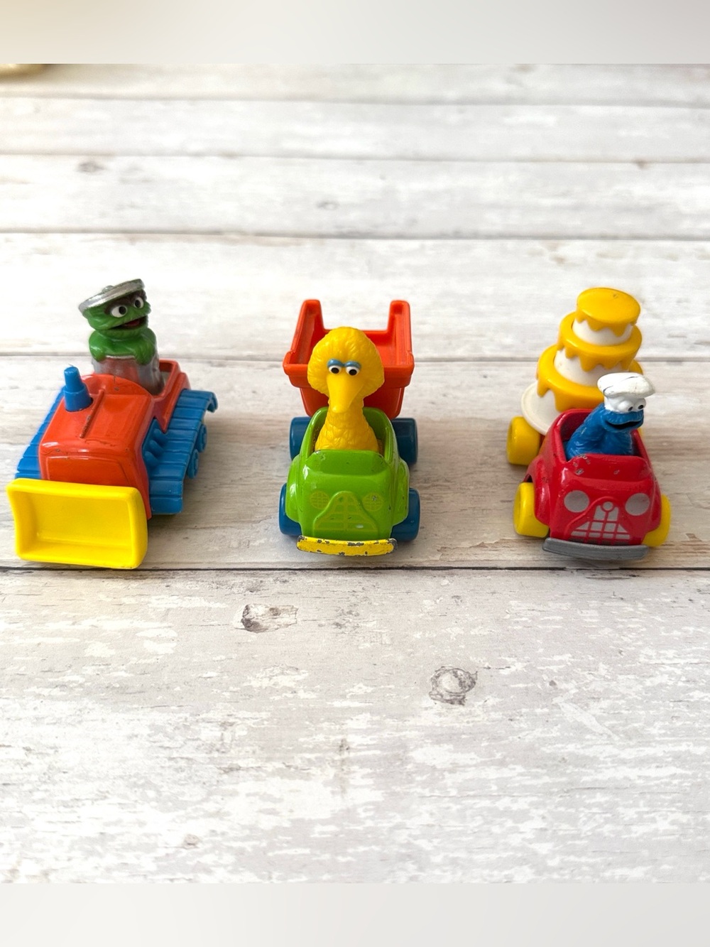 1982 Muppets Inc Sesame Street Metal Toy Cars Set Oscar Big Bird Cookie Monster